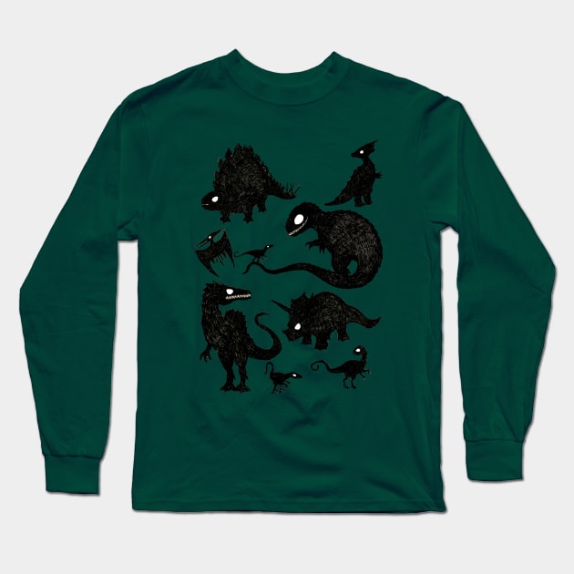 Silhoutted Dinosaurs Long Sleeve T-Shirt by djrbennett